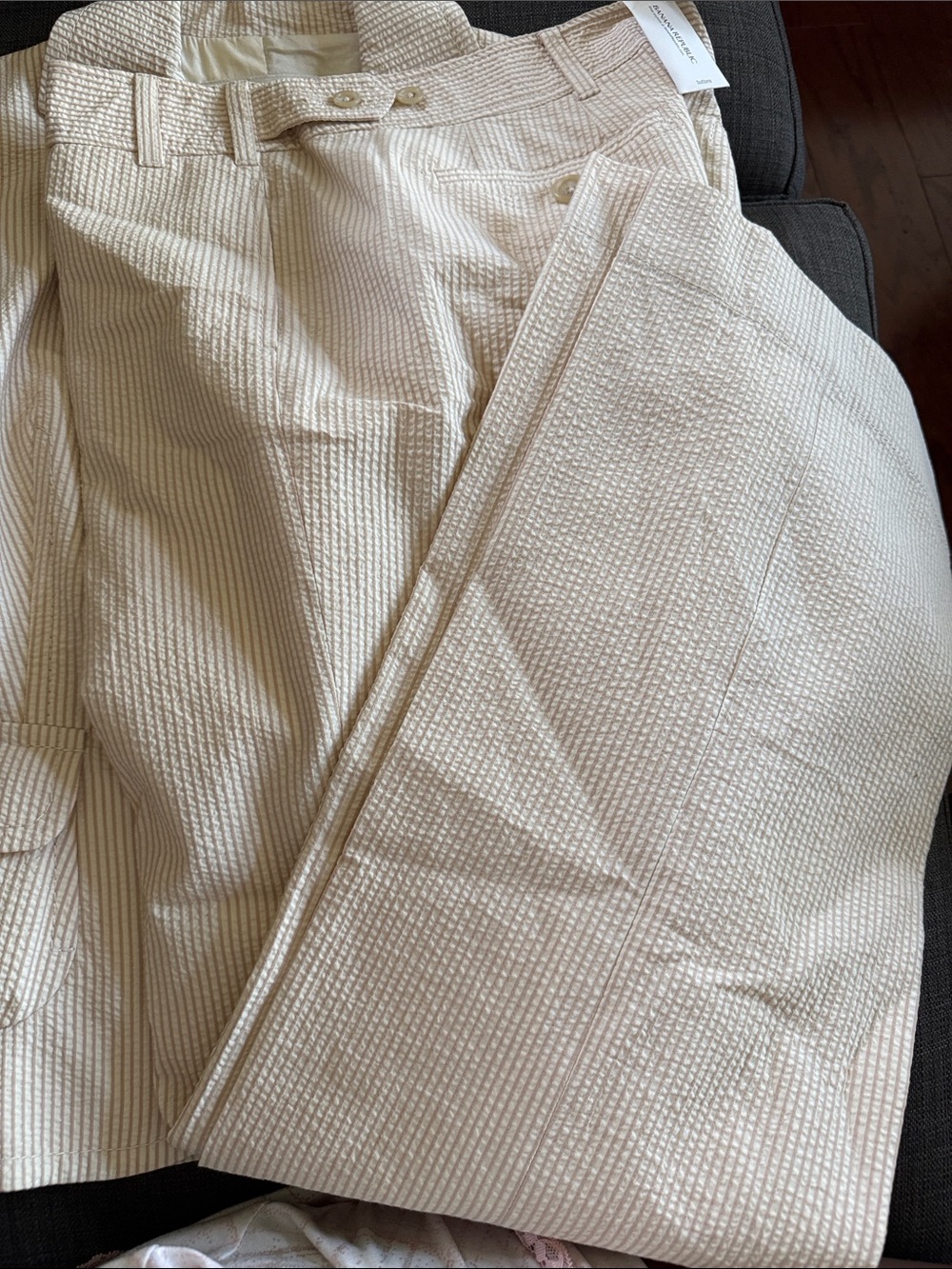 Banana Republic Cream Seersucker Trousers
